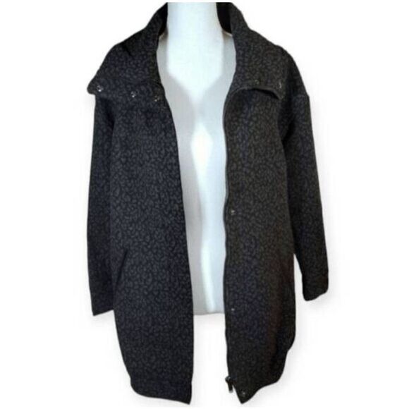 H&M CHARCOAL GRAY LEOPARD PRINT WOOL COAT SZ.6 EUC. - Picture 8 of 10